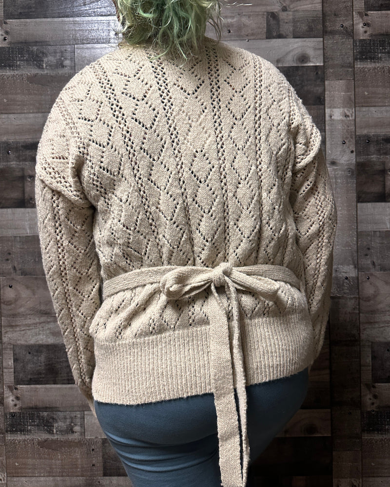 Nicole Pointelle Wrap Sweater