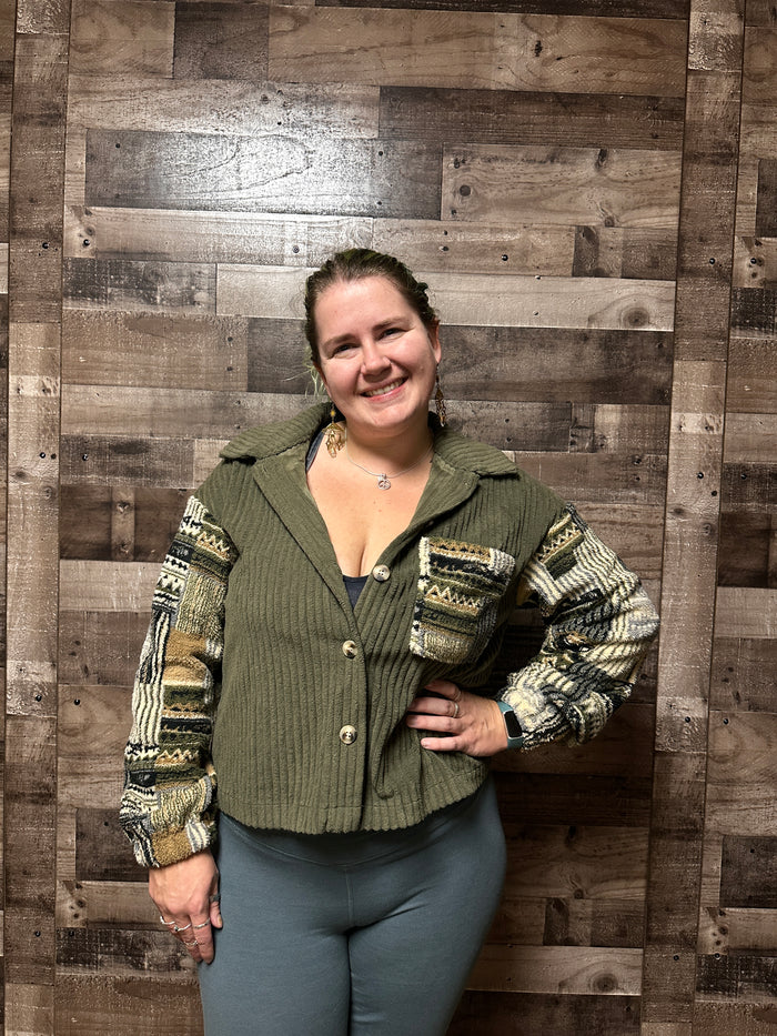 Destiny Ribbed Fleece Patterned Jacket