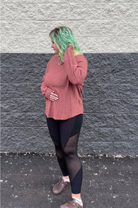 Chelsea Crochet Back Hacci Sweater Top - Rust