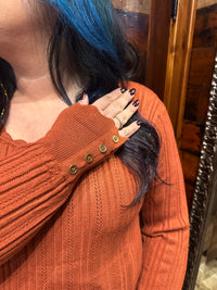 Analise Button Cuff Pointelle Knit Top