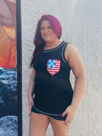 Sequin Flag Patch Contrast Stitch Tank