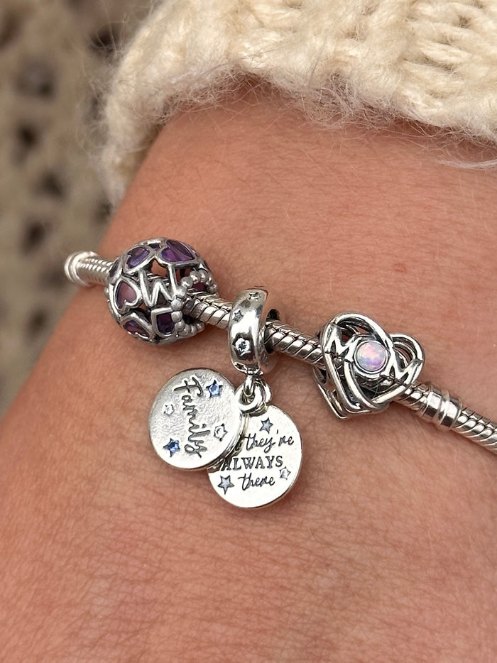 Family sterling silver double dangle