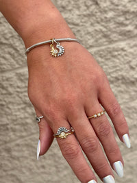 Celestial sun 14k gold-plated ring with clear cubic zirconia