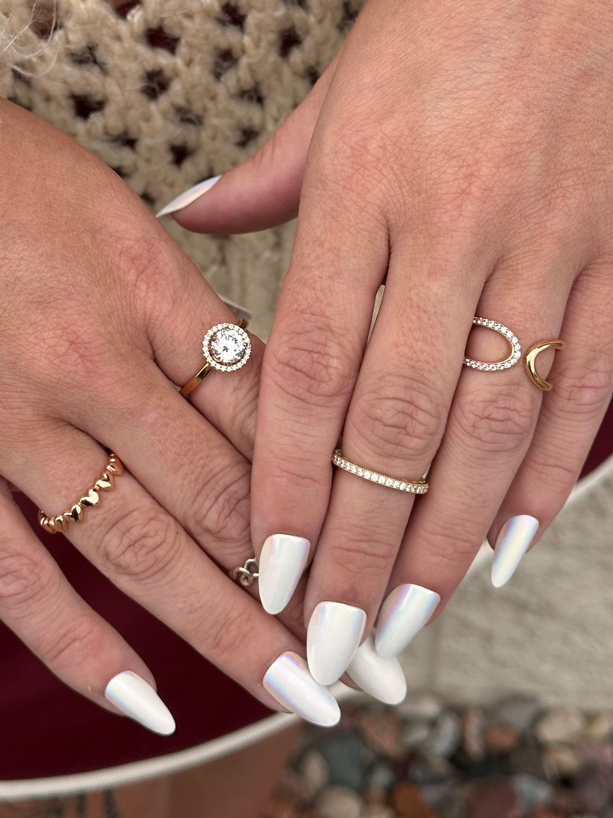 14k Gold Plated Oval Sparkling Halo Statement Ring