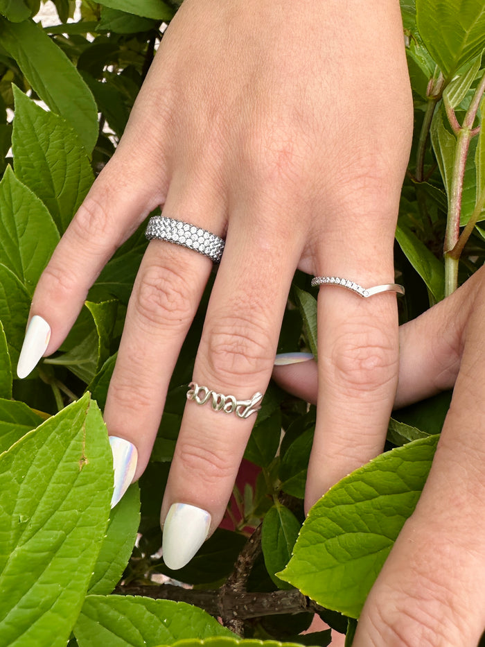 Sterling silver ring with clear cubic zirconia