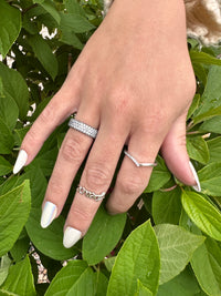 Wishbone sterling silver ring with clear cubic zirconia