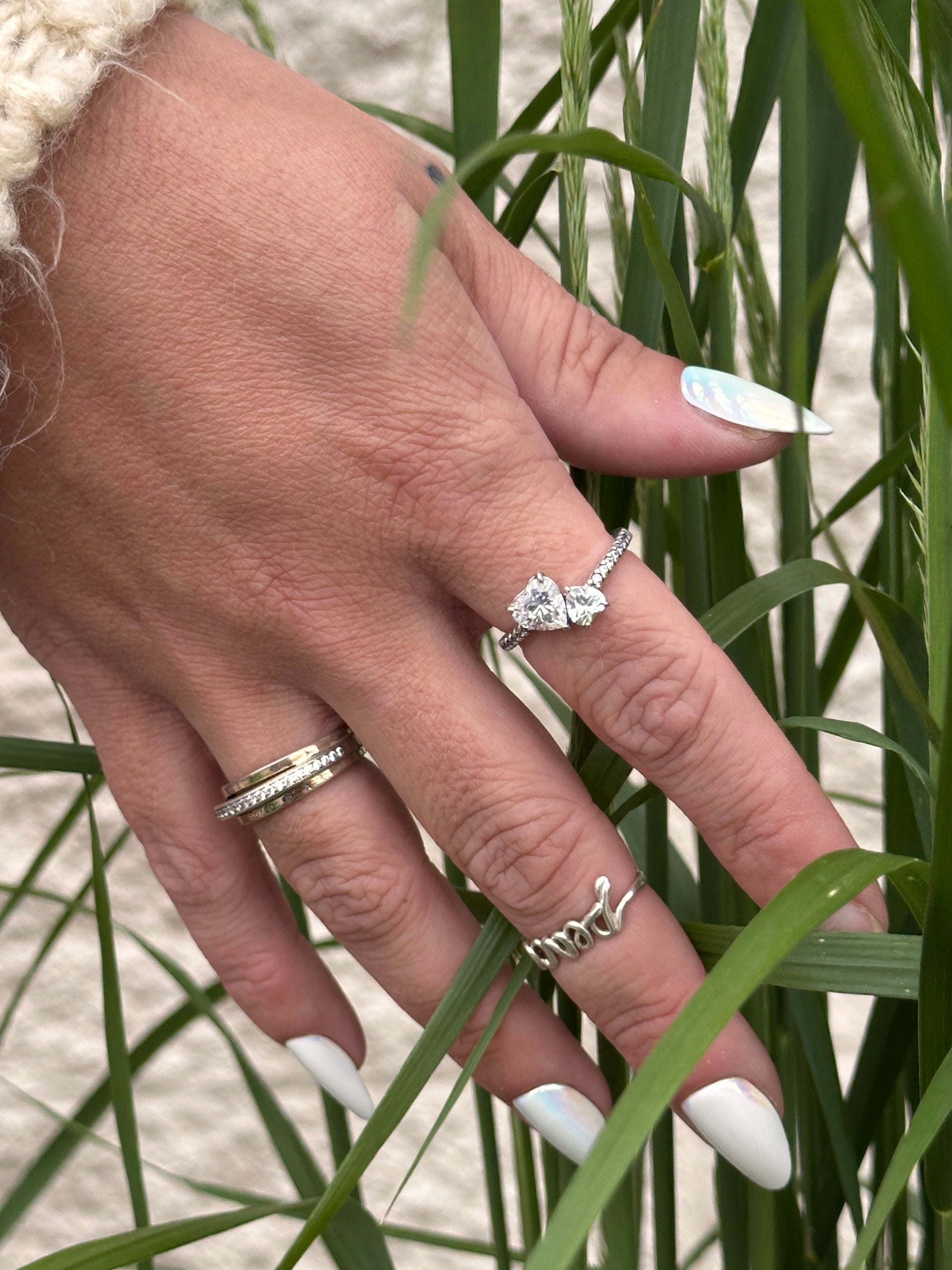 Double Heart Sparkling Ring – Urban Chic Boutique