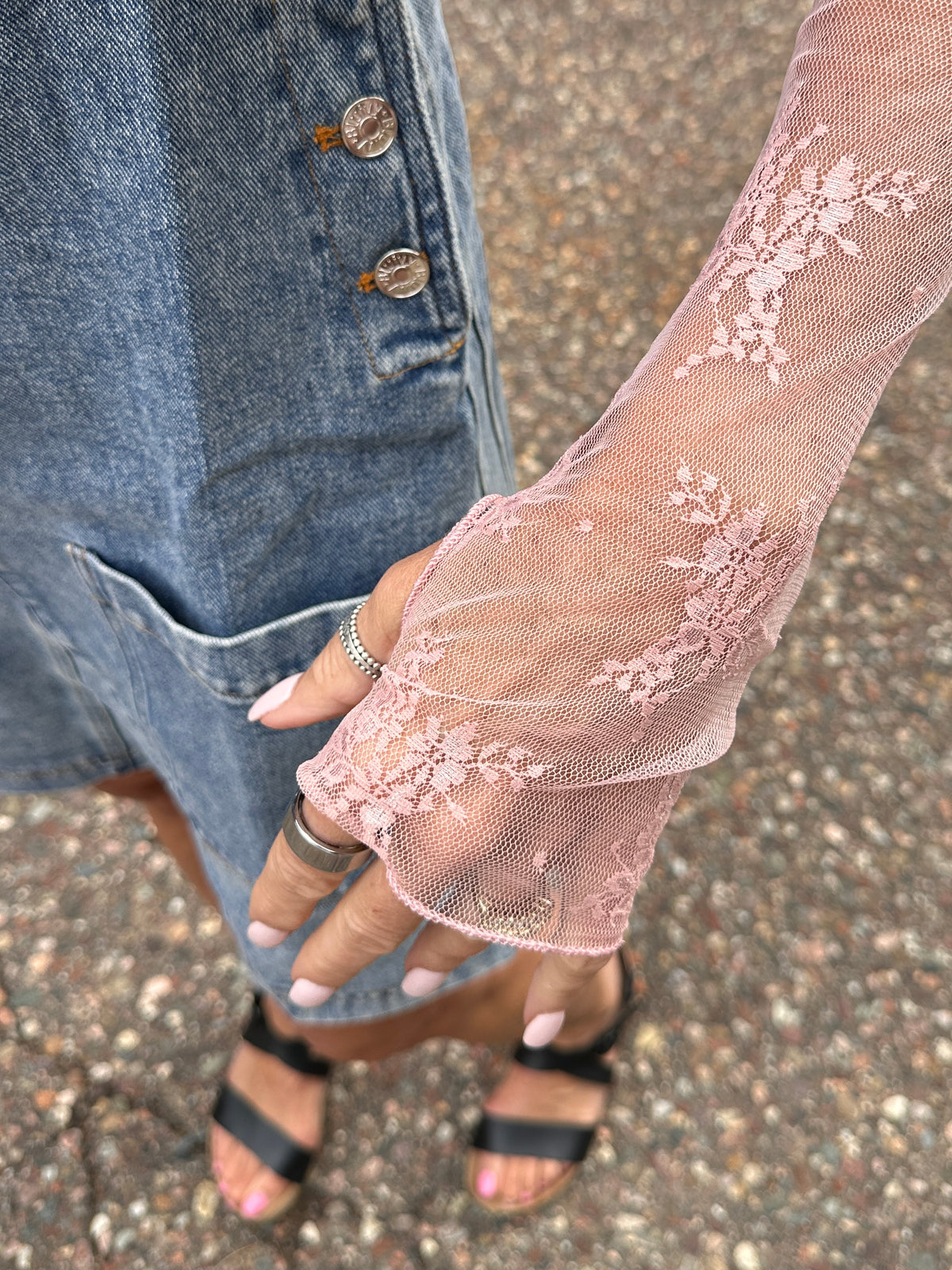 Cassia Mesh Lace Mock Neck Top