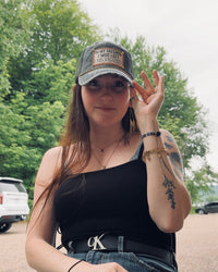 "In My Defense" Distressed Trucker Cap