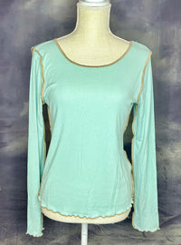 Arlene Contrast Stitch Top - Mint