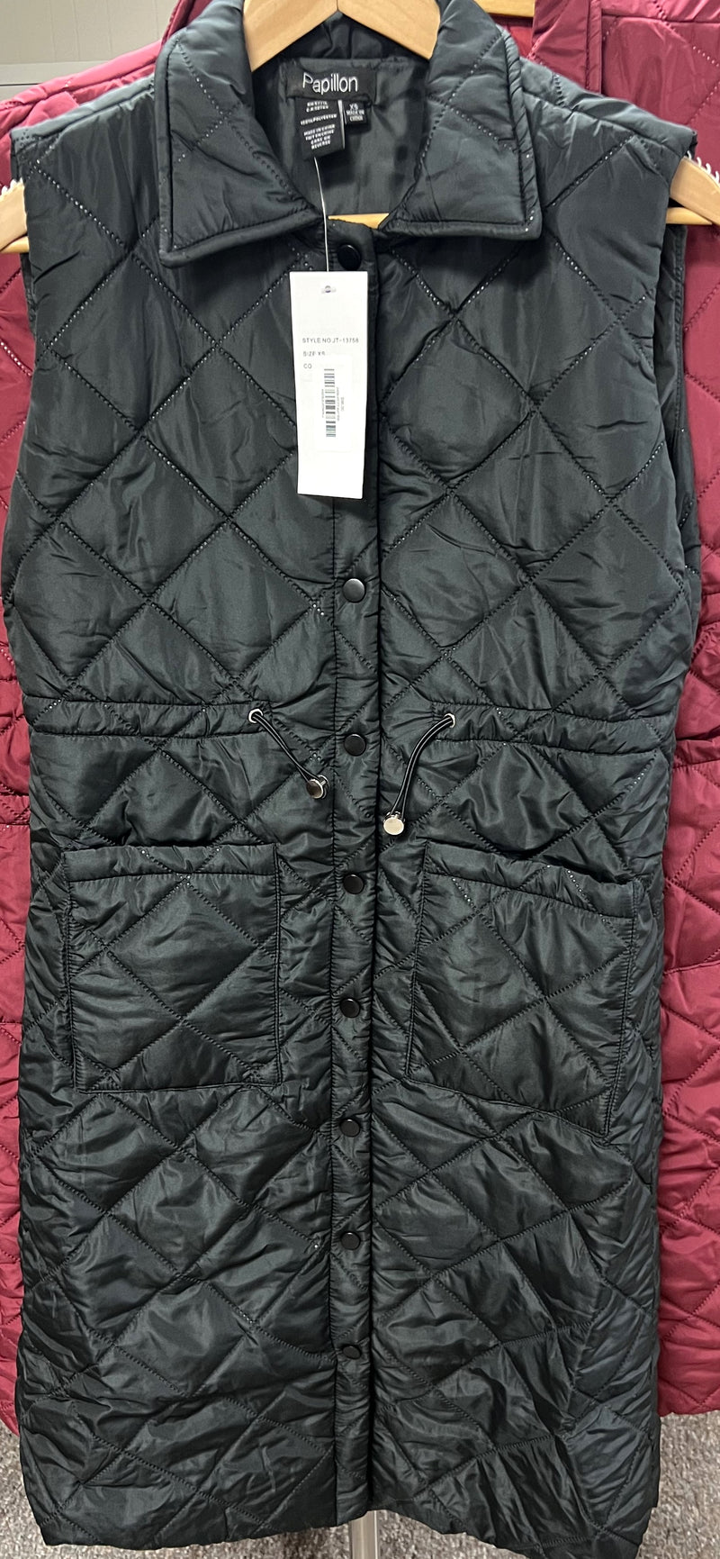 Katie Quilted Longline Vest - Black