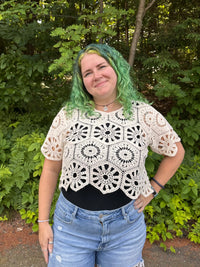 Kaitlyn Crochet Short Sleeve Top