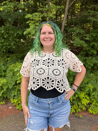 Kaitlyn Crochet Short Sleeve Top