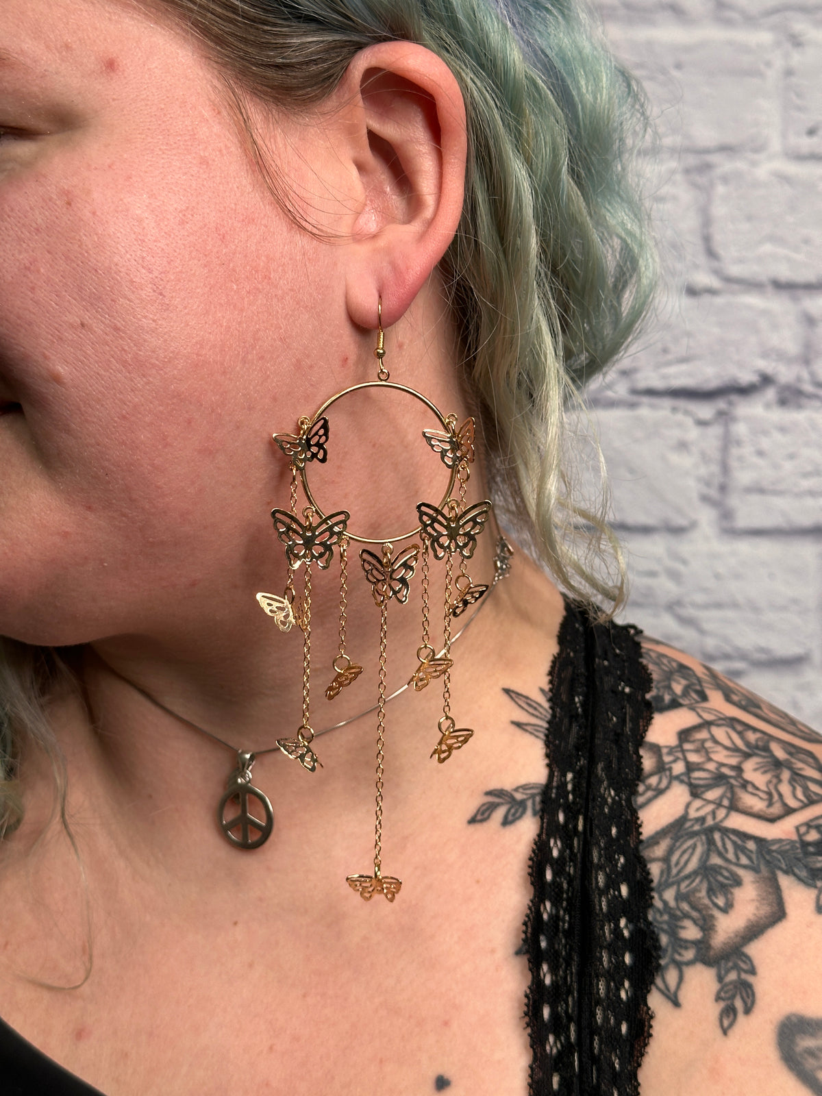 Hope Butterfly Dangle Hoops