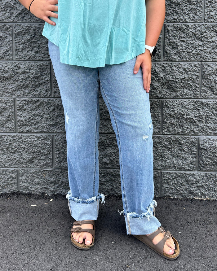 Vervet Low Rise Cuffed Straight Jeans