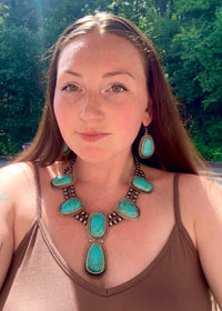 Western Turquoise Stone Necklace & Earrings Separates