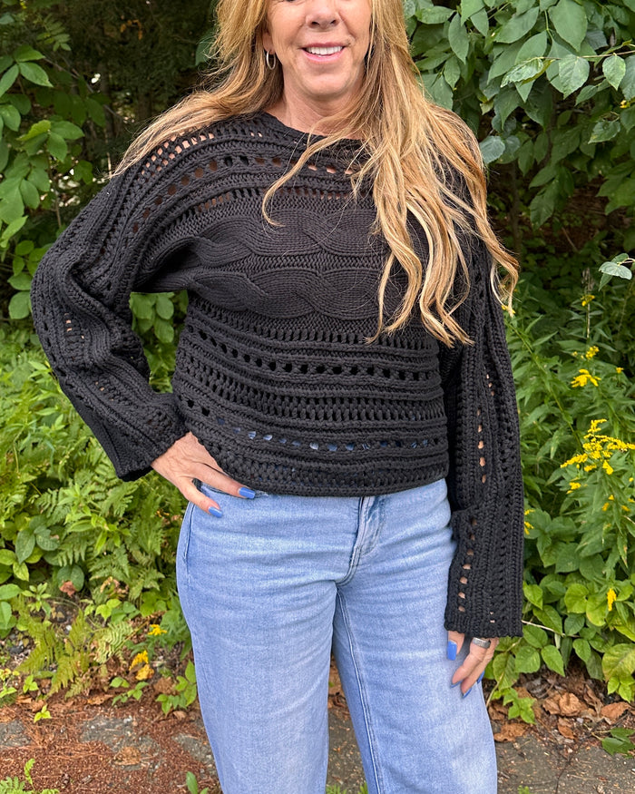 Alexa Hollow Out Cable Knit Sweater