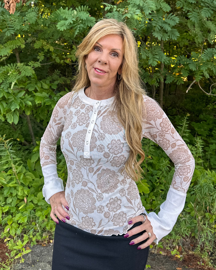 Makenna Floral Mesh Raglan Top