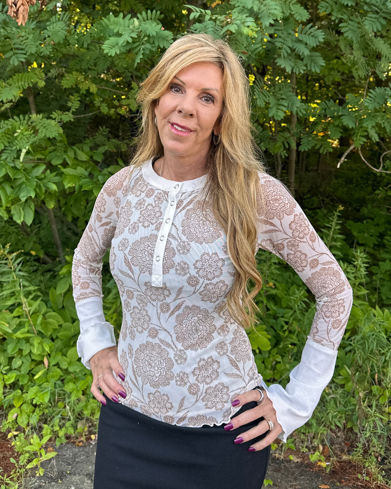 Makenna Floral Mesh Raglan Top