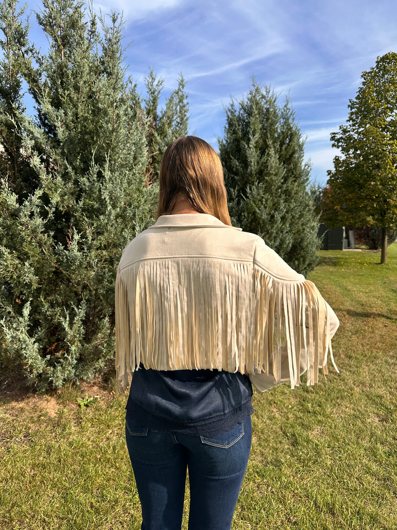 Hanna Faux Suede Fringe Jacket