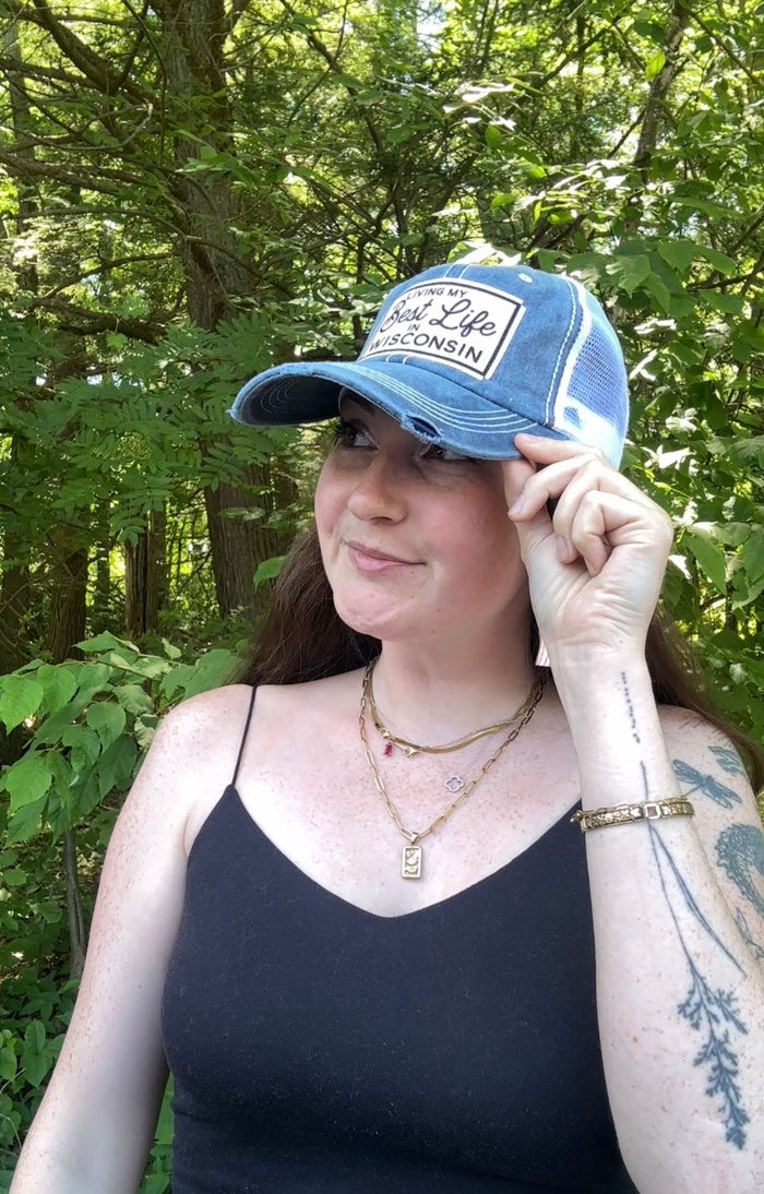 Wisconsin Distressed Trucker Caps