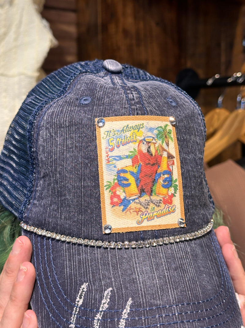 "It's Always 5 O'Clock" Distressed Trucker Cap