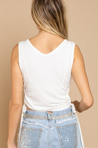 Jackie Side Tie Button Detail Tank - Ivory