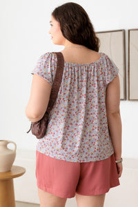 Jasmine Floral Flutter Sleeve Top