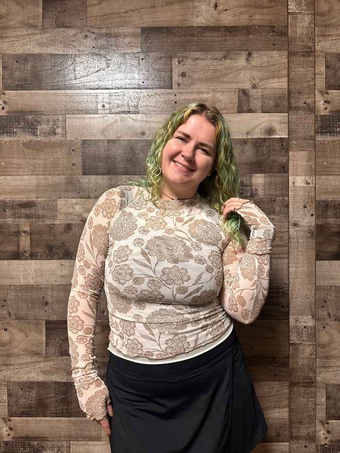 Joelle Mesh Floral Print Top