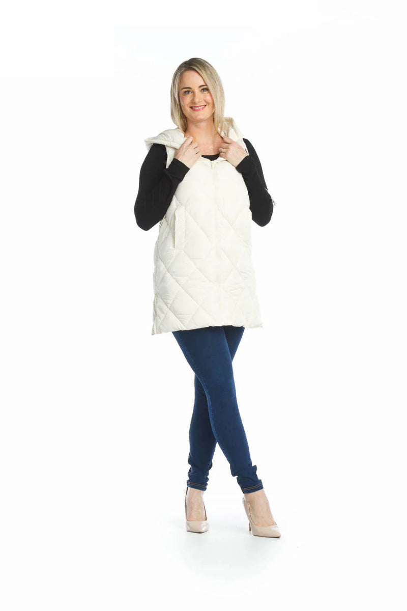 Juno Hooded Puffer Vest - Cream