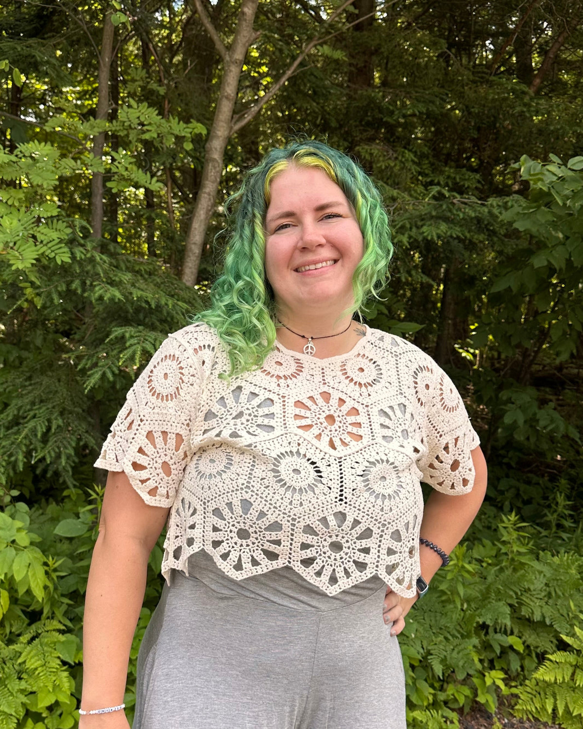 Kaitlyn Crochet Short Sleeve Top