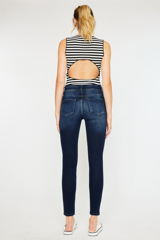 Kassie Mid Rise Dark Wash Super Skinny Jeans