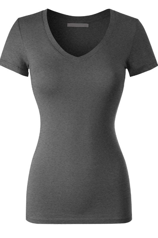 Kathy Basic Fitted Tee - Charcoal