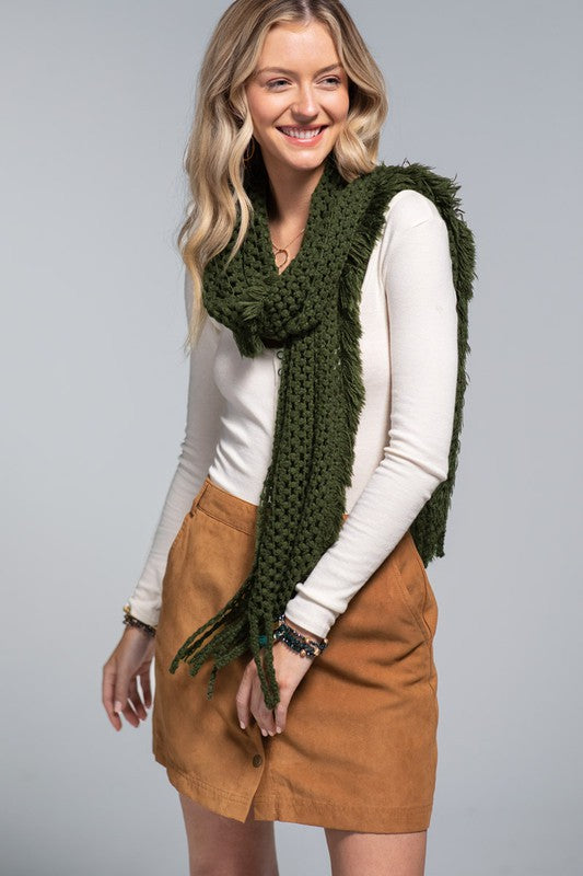 Kaylee Fringe Trim Knit Scarf