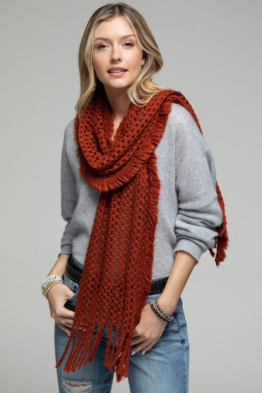 Kaylee Fringe Trim Knit Scarf