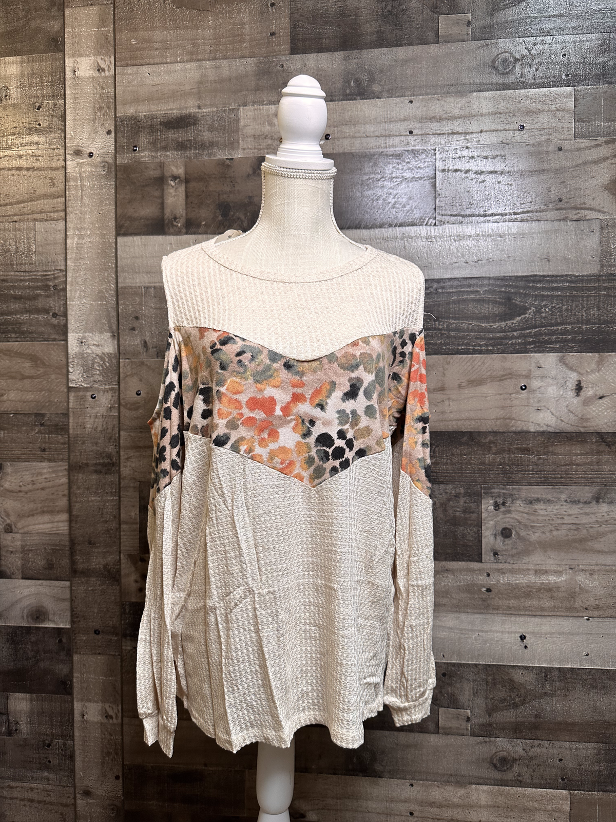 Kelsey Leopard Accent Cold Shoulder Top