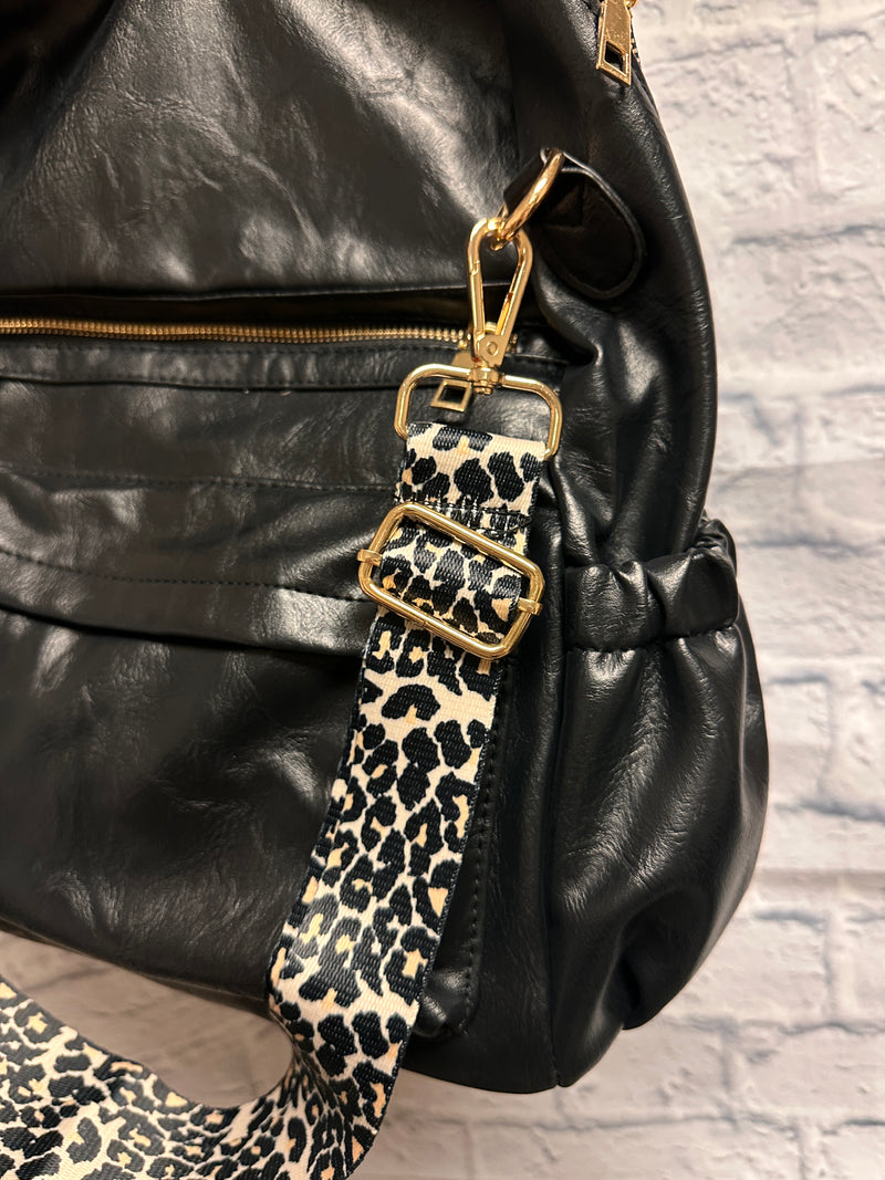 Kristi Leopard Strap Convertible Backpack