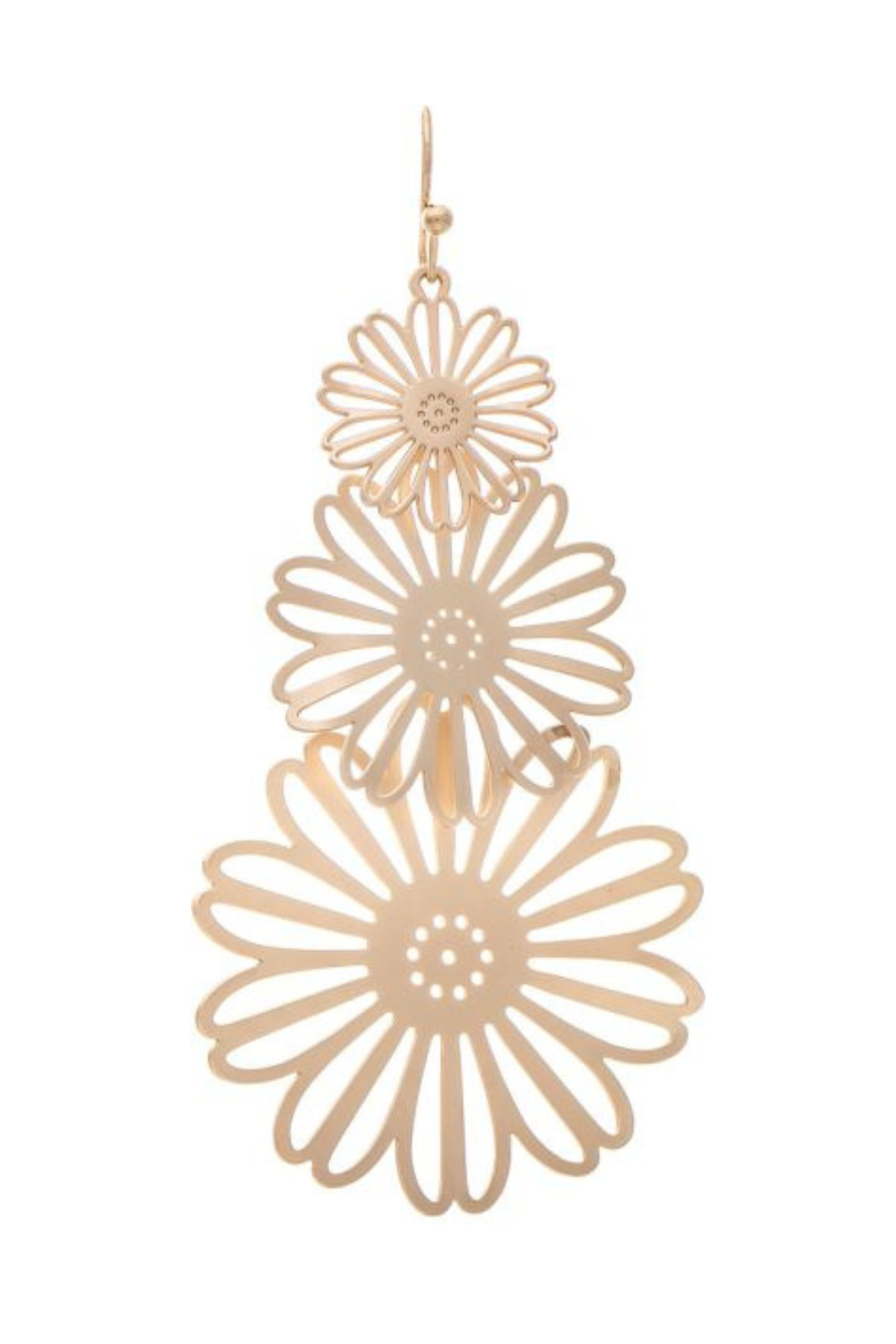 Layered gold tone flower earrings