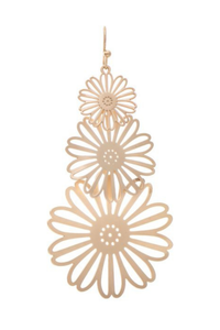 Layered gold tone flower earrings