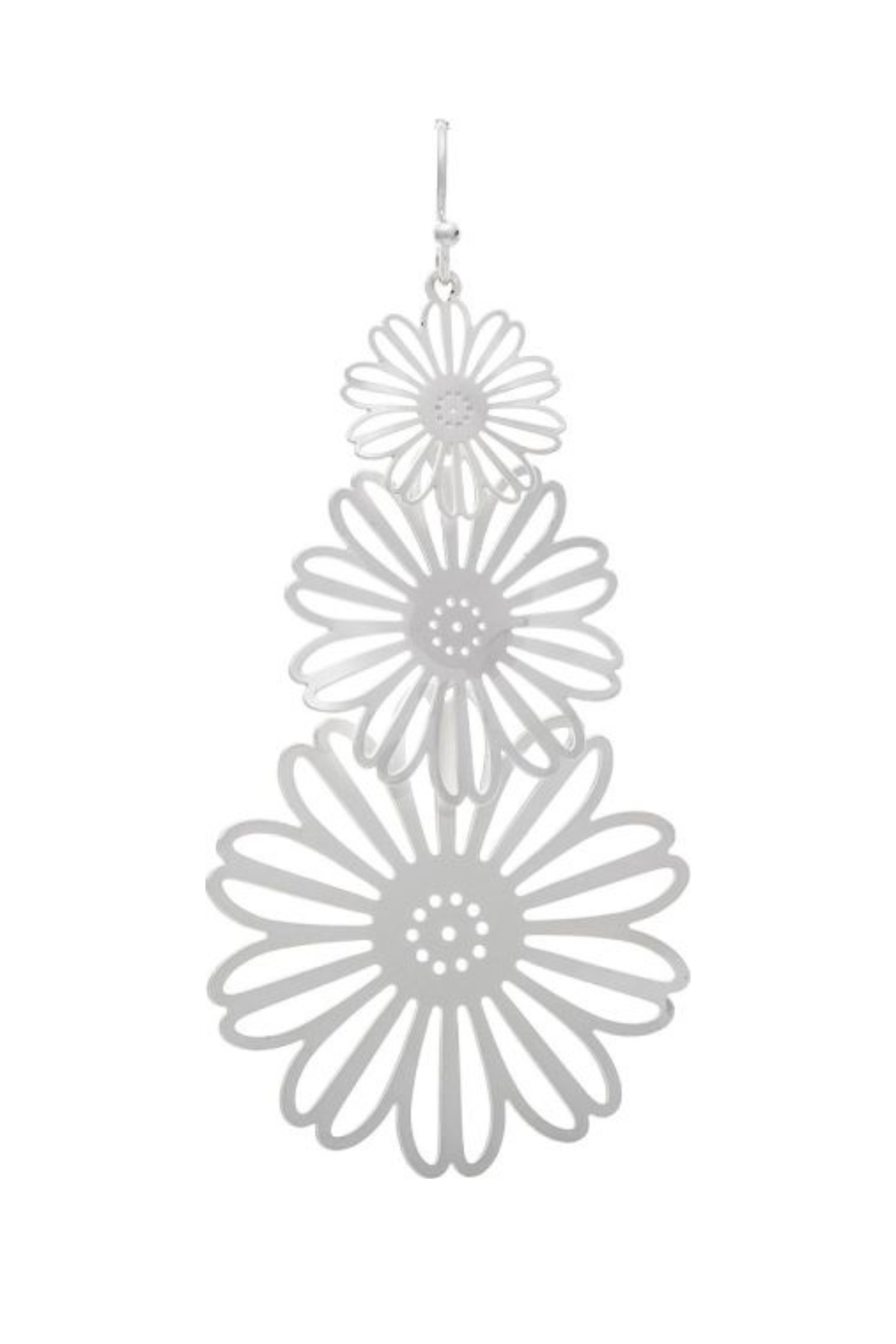 Layered silver tone flower earrings