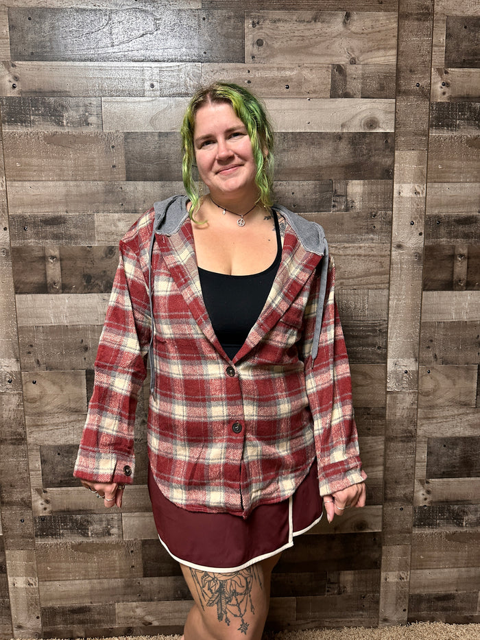 Leslie Hooded Plaid Shacket