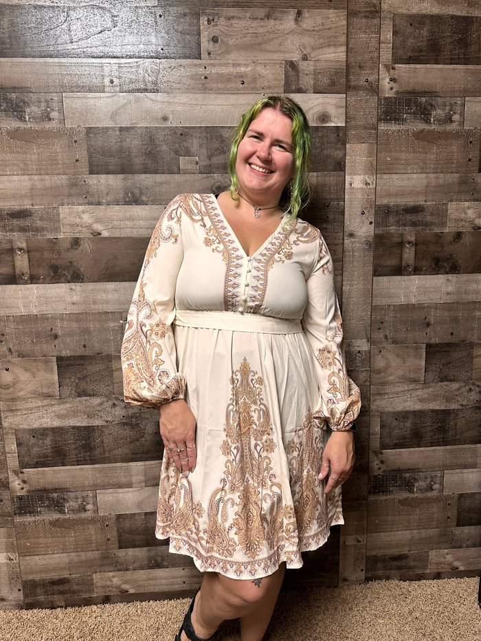 Lucinda Paisley Print Tie Waist Dress