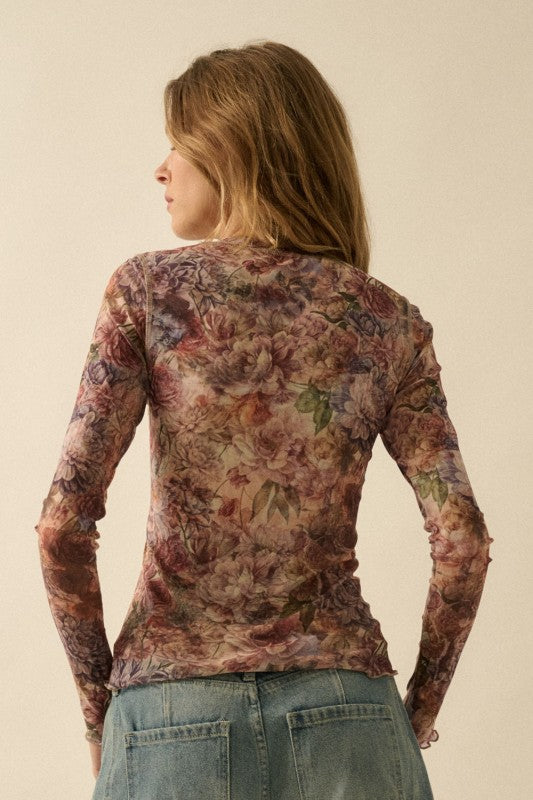 Lynelle Floral Print Mesh Top