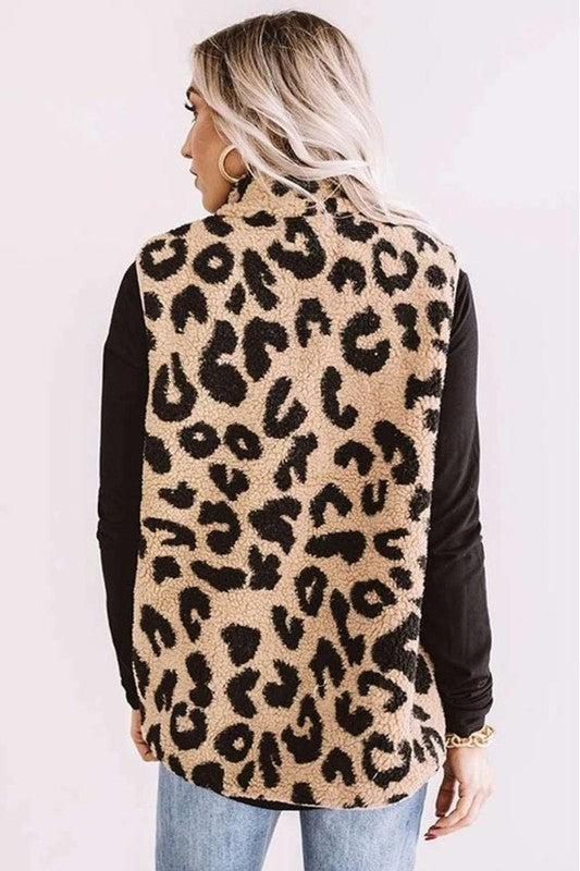 Lynne Leopard Print Sherpa Vest