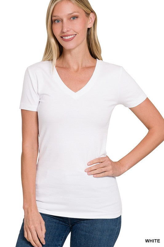 Maia V-Neck Tee - White