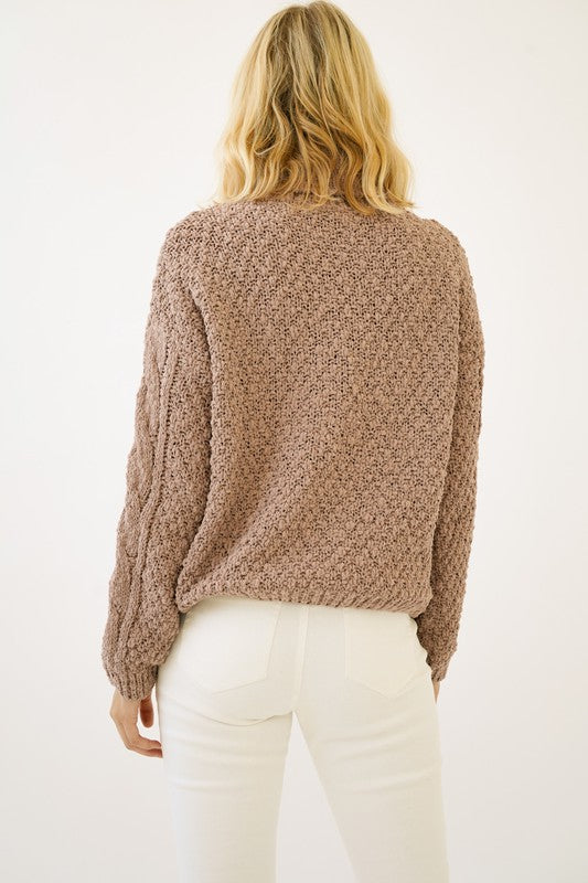 Melanie Cable Knit Popcorn Sweater - Taupe