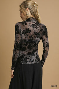Meredith Velvet Floral Mesh Top