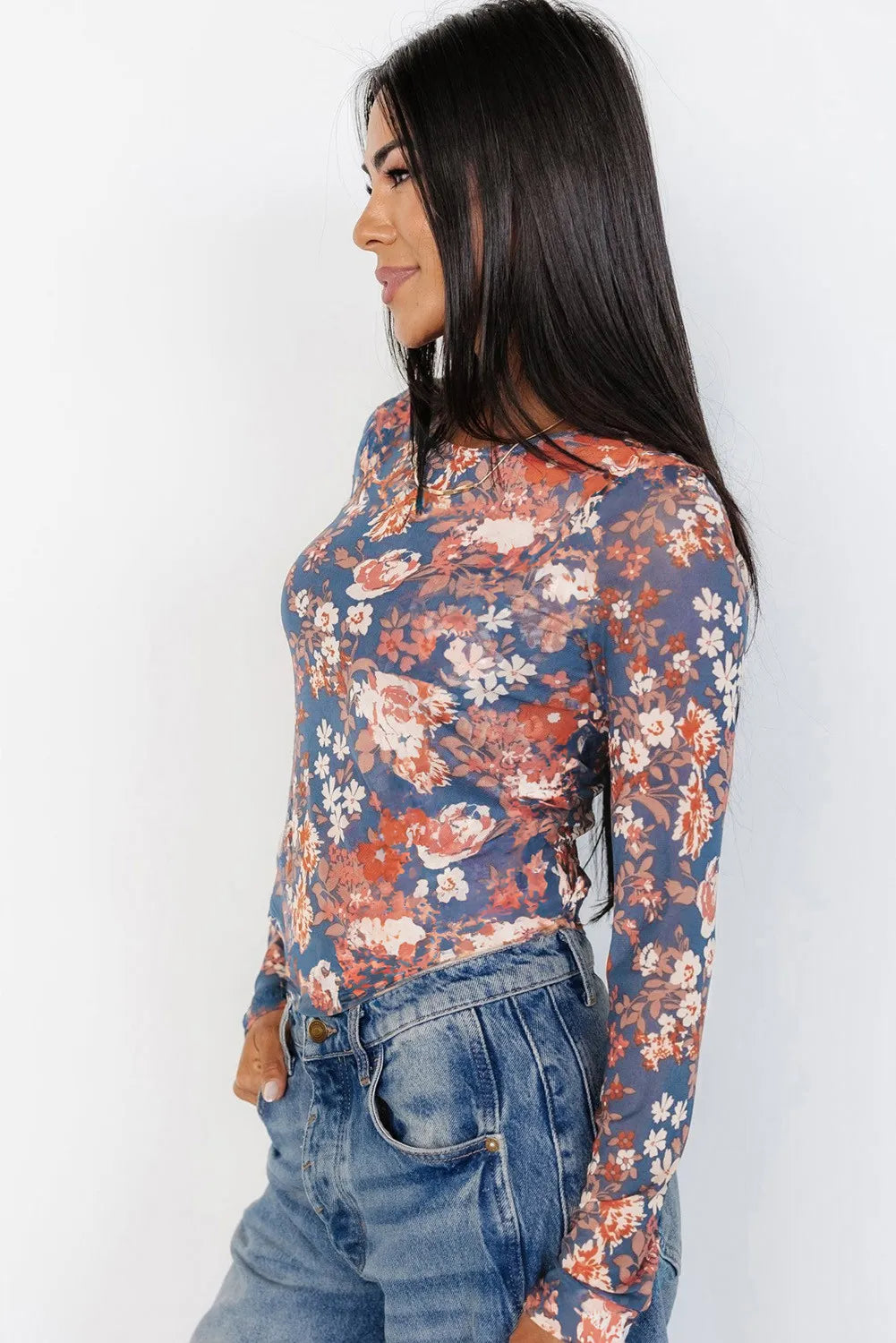 Michelle Floral Mesh Top