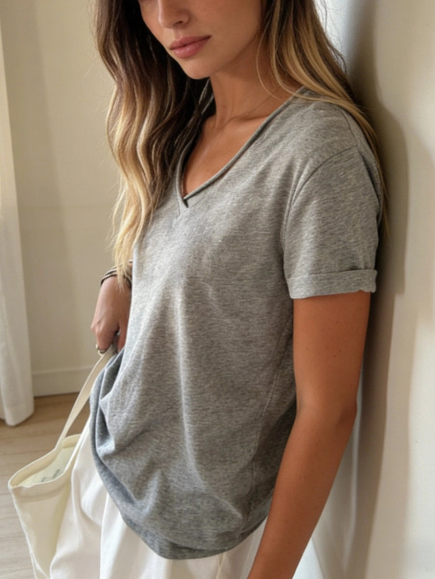Gray v-neck tee