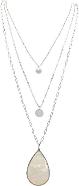 Silver Shell Pearl Teardrop Necklace